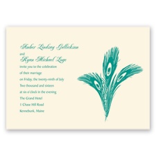 Peacock Plume - Ecru - Invitation