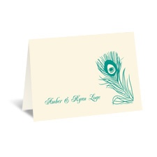 Peacock Plume - Ecru - Thank You Card