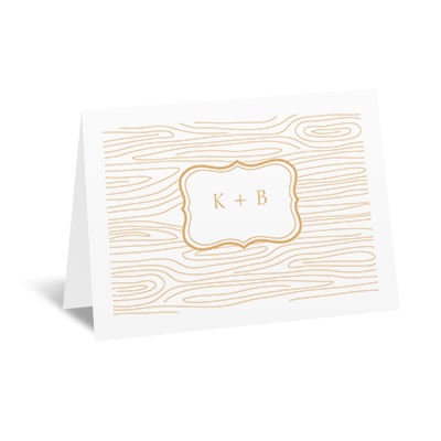 Wood Grain Placard - Note Card and Envelope