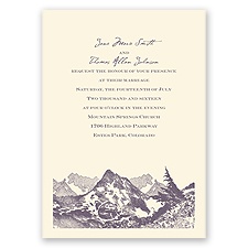 Watercolor Mountain - Ecru - Invitation
