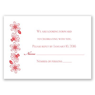 Modern Cherry Blossoms - Response Card and Envelope