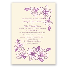Modern Cherry Blossoms - Ecru - Invitation