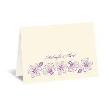 Modern Cherry Blossoms - Ecru - Thank You Card