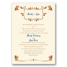 Leafy Accents - Ecru - Invitation