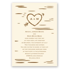 Birch Bark Heart - Ecru - Invitation