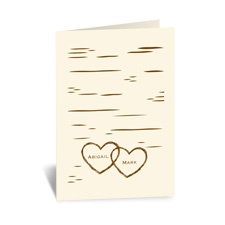 Birch Bark Heart - Ecru - Thank You Card
