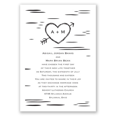 Birch Bark Heart - Invitation