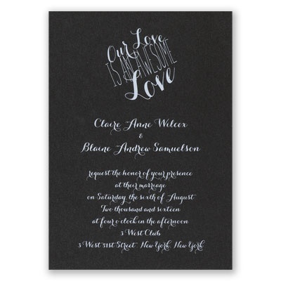 An Awesome Love - Black Shimmer - Foil Invitation