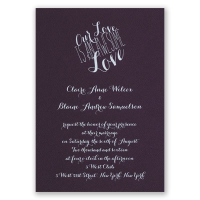An Awesome Love - Eggplant - Foil Invitation