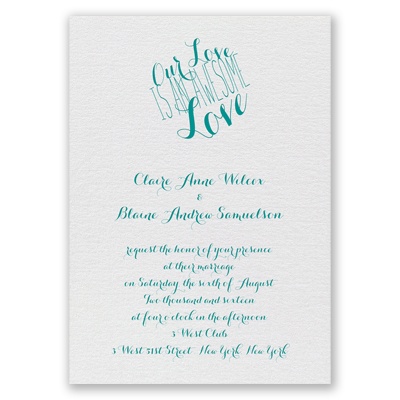 An Awesome Love - White Shimmer - Foil Invitation