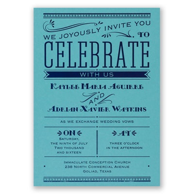Big News - Aqua Shimmer - Foil Invitation