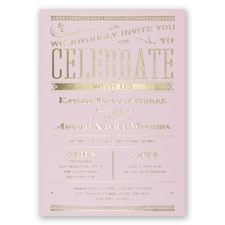 Big News - Pink - Foil Invitation