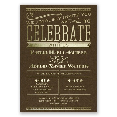 Big News - Brown Shimmer - Foil Invitation