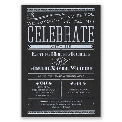 Big News - Black Shimmer - Foil Invitation