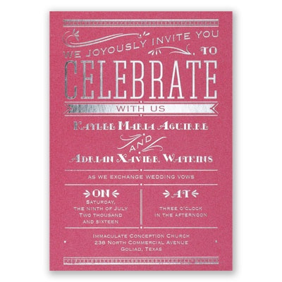 Big News - Fuchsia Shimmer - Foil Invitation