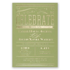 Big News - Olive - Foil Invitation