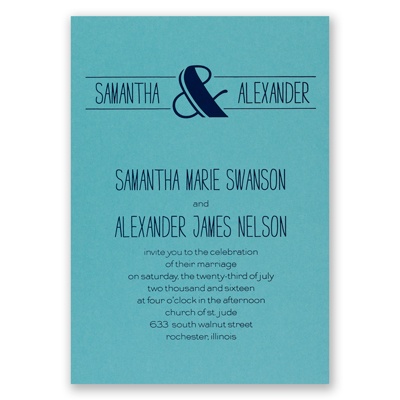 Modern Flair - Aqua Shimmer - Foil Invitation