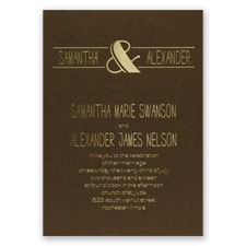 Modern Flair - Brown Shimmer - Foil Invitation