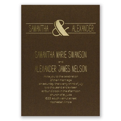 Modern Flair - Brown Shimmer - Foil Invitation