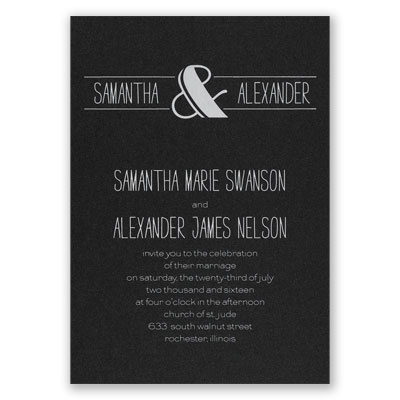 Modern Flair - Black Shimmer - Foil Invitation