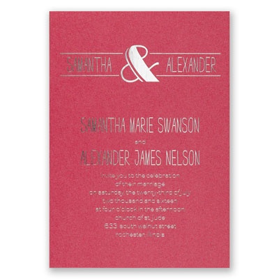 Modern Flair - Fuchsia Shimmer - Foil Invitation