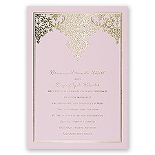 Demure Damask - Pink - Foil Invitation