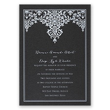 Demure Damask - Black Shimmer - Foil Invitation