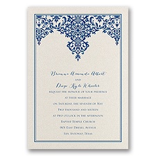 Demure Damask - Ecru Shimmer - Foil Invitation