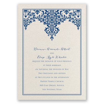 Demure Damask - Ecru Shimmer - Foil Invitation