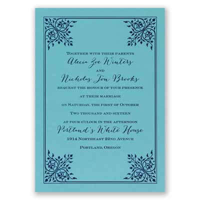 Forever Flourish - Aqua Shimmer - Foil Invitation