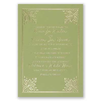 Forever Flourish - Olive - Foil Invitation