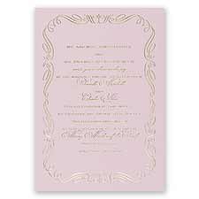 Calligraphy Border - Pink - Foil Invitation