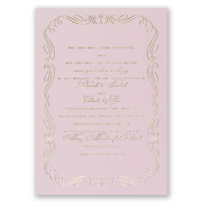 Calligraphy Border - Pink - Foil Invitation