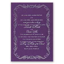 Calligraphy Border - Purple Shimmer - Foil Invitation