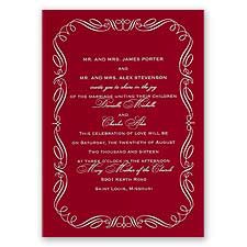 Calligraphy Border - Red - Foil Invitation
