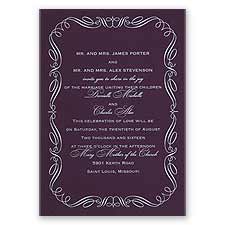 Calligraphy Border - Eggplant - Foil Invitation