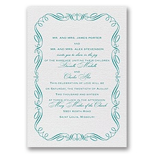 Calligraphy Border - White Shimmer - Foil Invitation