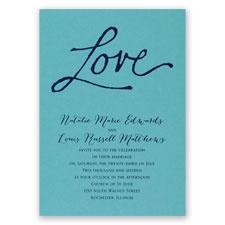 Pure Love - Aqua Shimmer - Foil Invitation