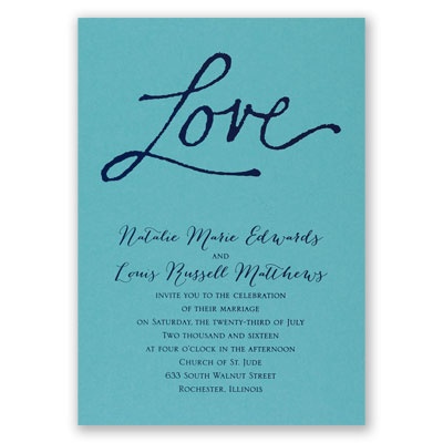 Pure Love - Aqua Shimmer - Foil Invitation