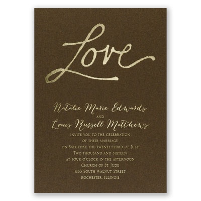 Pure Love - Brown Shimmer - Foil Invitation