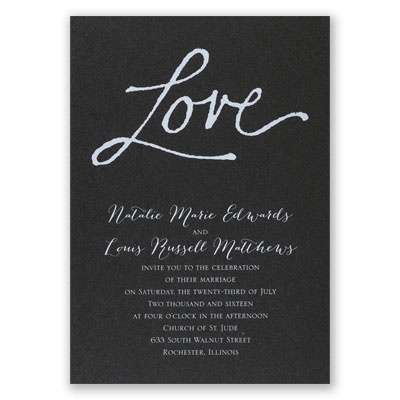 Pure Love - Black Shimmer - Foil Invitation