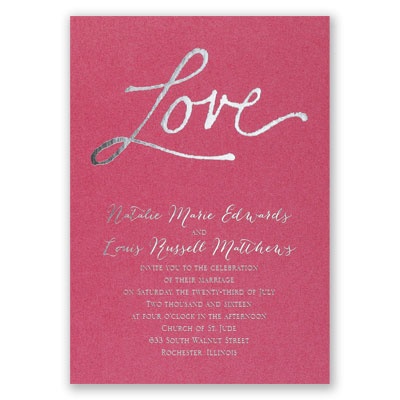 Pure Love - Fuchsia Shimmer - Foil Invitation