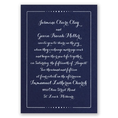 Dots of Love - Navy - Foil Invitation