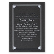 Creative Corners - Black Shimmer - Foil Invitation