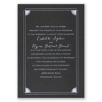 Creative Corners - Black Shimmer - Foil Invitation