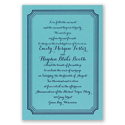 Impressive Borders - Aqua Shimmer - Foil Invitation