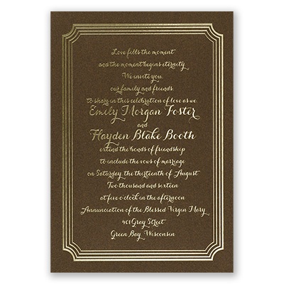 Impressive Borders - Brown Shimmer - Foil Invitation