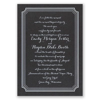 Impressive Borders - Black Shimmer - Foil Invitation