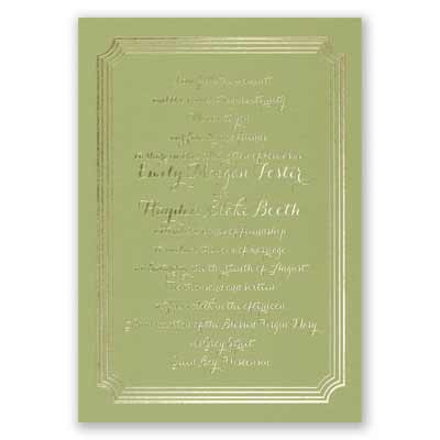 Impressive Borders - Olive - Foil Invitation
