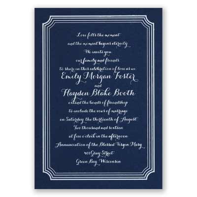 Impressive Borders - Navy - Foil Invitation